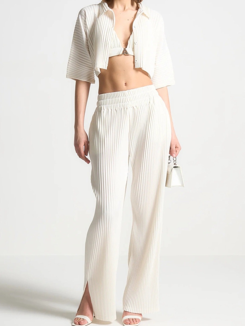 Maniere De Voir Cream Pleated Co Ord set